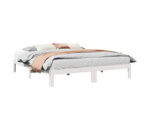 Gulta Bez Matrača, Balts, 160X200 Cm, Priedes Masīvkoks Vidaxl