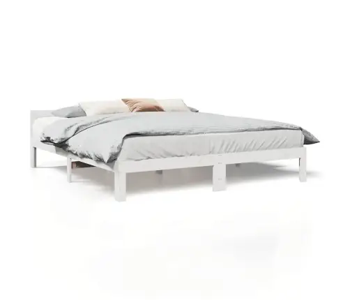 Gulta Bez Matrača, Balts, 160X200 Cm, Priedes Masīvkoks Vidaxl