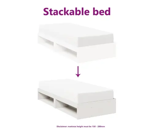 Dienas Gulta Bez Matrača, Balta, 100X200 Cm, Priedes Masīvkoka Vidaxl