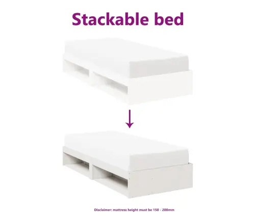 Gulta Bez Matrača, Balts, 80X200 Cm, Priedes Masīvkoks Vidaxl