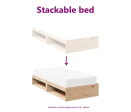 Lova Be Čiužinio, 90X190cm Pušies Medienos Masyvas