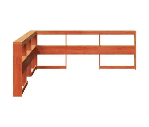 Knygų Spinta L Formos Vaško Rudos 200Cm Pušies Medienos Masyvas