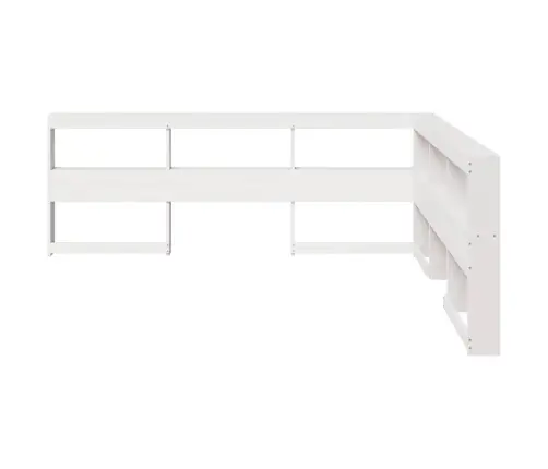 Grāmatu Skapja Galvgalis L-Veida Balts 180 Cm Priedes Masīvkoks Vidaxl