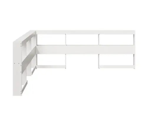 Grāmatu Skapja Galvgalis L-Veida Balts 180 Cm Priedes Masīvkoks Vidaxl