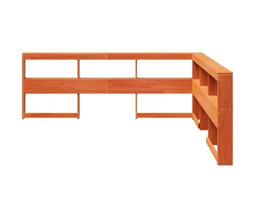 Grāmatu Skapja Galvgalis L-Veida Vaska Brūns Priedes Masīvkoks Vidaxl