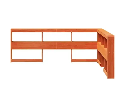 Raamatukapi Peatsi L-Kujuline, Vahapruun, 160 cm Männipuit