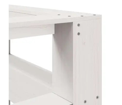 Raamatukapi Peatsi L-Kujuline, Valge, 150 cm Männipuit