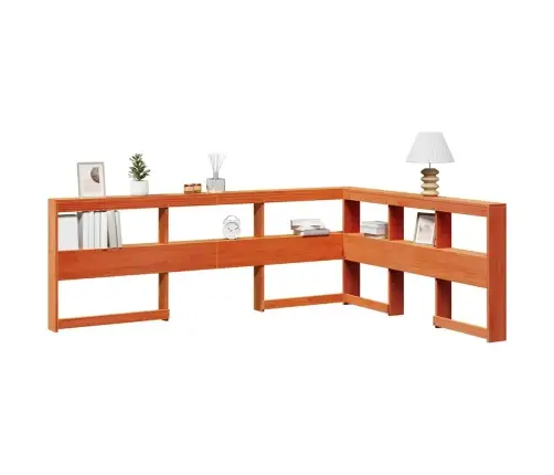 Grāmatu Skapja Galvgalis L-Veida Vaska Brūns Priedes Masīvkoks Vidaxl