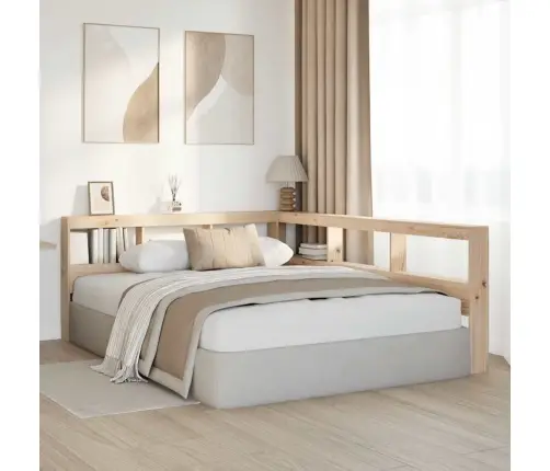 Knygų Spinta L Formos 140 Cm Pušies Medienos Masyvas