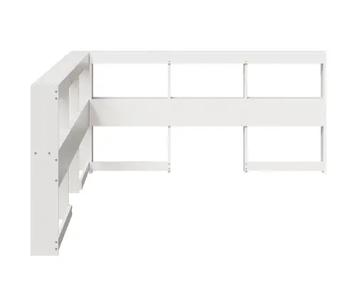 Grāmatu Skapja Galvgalis L-Veida Balts 140 Cm Priedes Masīvkoks Vidaxl