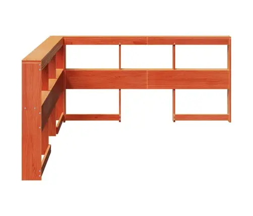 Raamatukapi Peatsi L-Kujuline, Vahapruun, 140 cm Männipuit