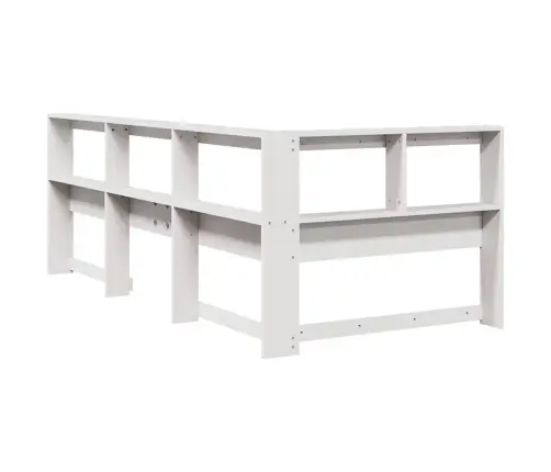 Raamatukapi Peatsi L-Kujuline, Valge, 100 cm Männipuit