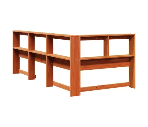 Grāmatu Skapja Galvgalis L-Veida Vaska Brūns Priedes Masīvkoks Vidaxl