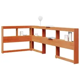 Grāmatu Skapja Galvgalis L-Veida Vaska Brūns Priedes Masīvkoks Vidaxl