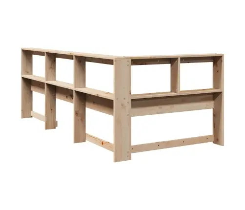 Grāmatu Skapja Galvgalis L-Veida 90 Cm Priedes Masīvkoks Vidaxl