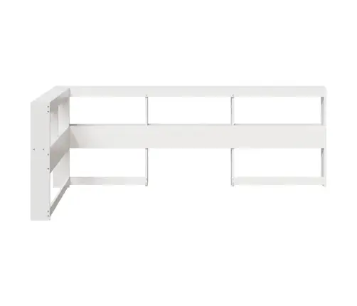 Grāmatu Skapja Galvgalis L-Veida Balts 90 Cm Priedes Masīvkoks Vidaxl