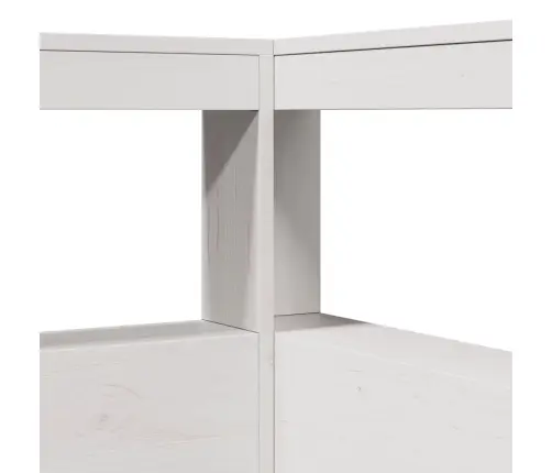 Grāmatu Skapja Galvgalis L-Veida Balts 90 Cm Priedes Masīvkoks Vidaxl