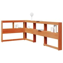 Grāmatu Skapja Galvgalis L-Veida Vaska Brūns Priedes Masīvkoks Vidaxl