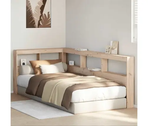 Grāmatu Skapja Galvgalis L-Veida 80 Cm Priedes Masīvkoks Vidaxl