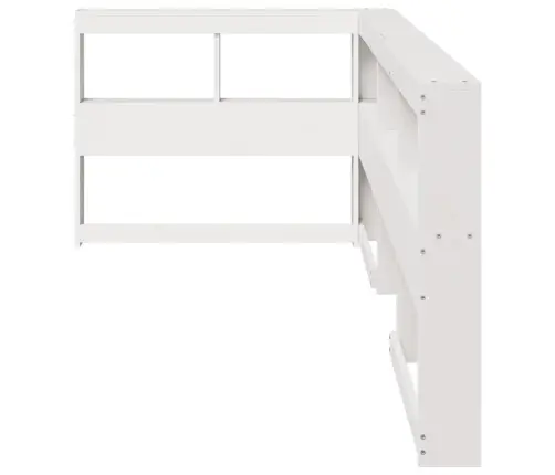 Grāmatu Skapja Galvgalis L-Veida Balts 80 Cm Priedes Masīvkoks Vidaxl