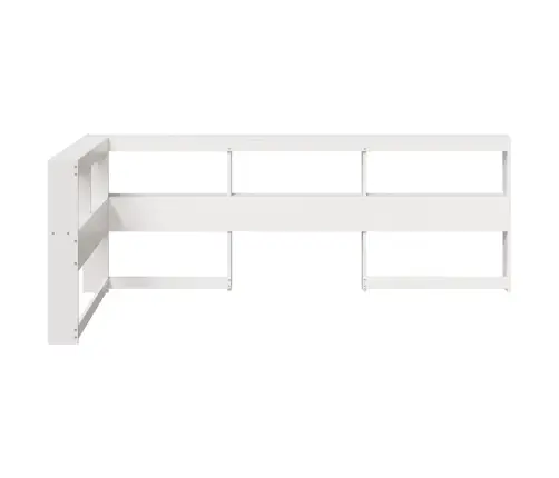 Grāmatu Skapja Galvgalis L-Veida Balts 80 Cm Priedes Masīvkoks Vidaxl