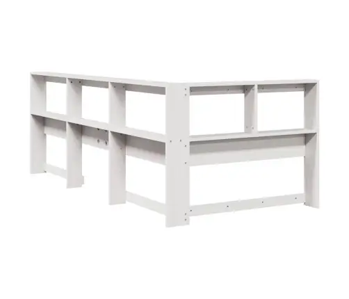 Grāmatu Skapja Galvgalis L-Veida Balts 80 Cm Priedes Masīvkoks Vidaxl