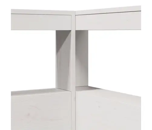 Grāmatu Skapja Galvgalis L-Veida Balts 80 Cm Priedes Masīvkoks Vidaxl