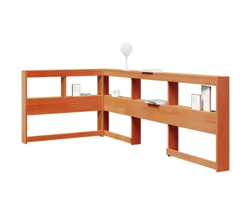 Grāmatu Skapja Galvgalis L-Veida Vaska Brūns Priedes Masīvkoks Vidaxl