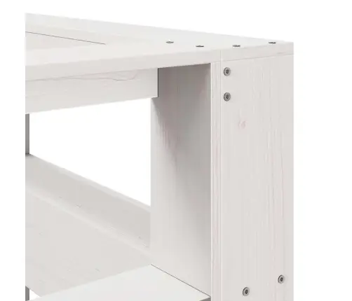 Raamatukapi Peatsi L-Kujuline, Valge, 140 cm Männipuit