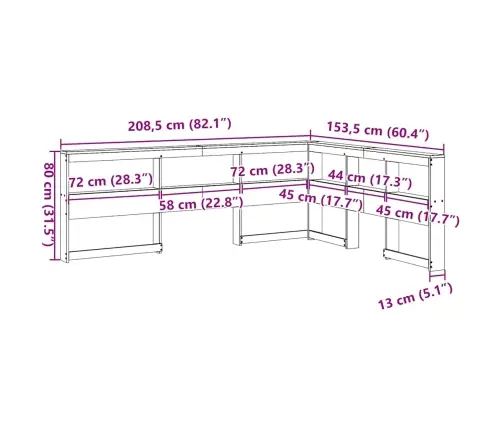 Knygų Spinta L Formos Baltos 135 Cm Pušies Medienos Masyvas