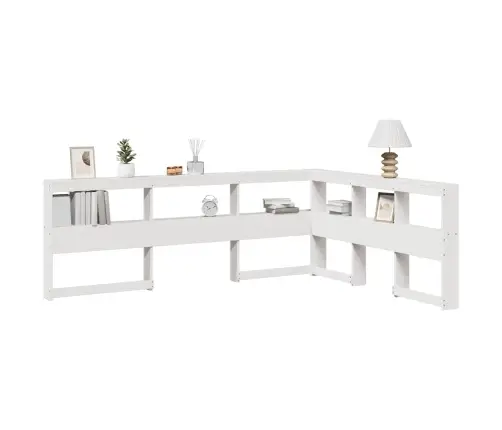 Knygų Spinta L Formos Baltos 135 Cm Pušies Medienos Masyvas