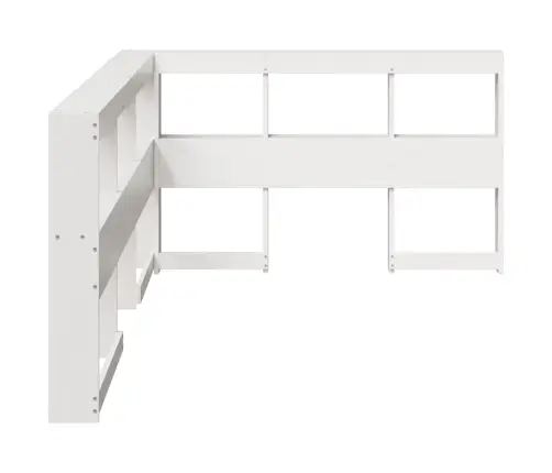 Grāmatu Skapja Galvgalis L-Veida Balts 120 Cm Priedes Masīvkoks Vidaxl