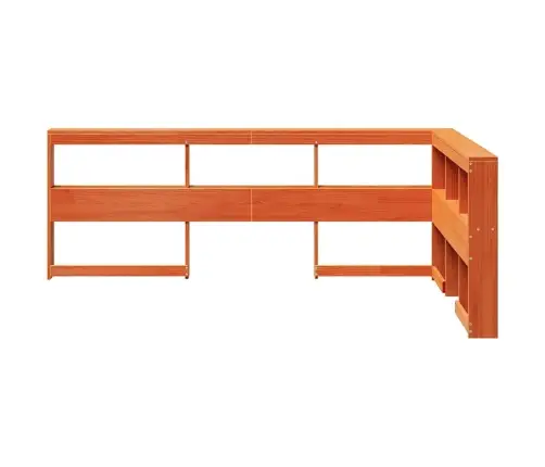 Grāmatu Skapja Galvgalis L-Veida Vaska Brūns Priedes Masīvkoks Vidaxl