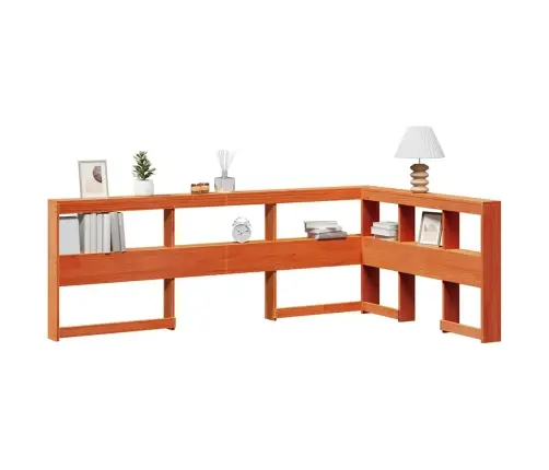 Grāmatu Skapja Galvgalis L-Veida Vaska Brūns Priedes Masīvkoks Vidaxl