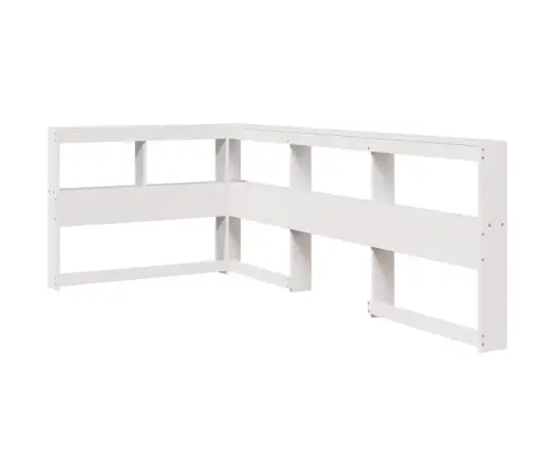 Grāmatu Skapja Galvgalis L-Veida Balts 75 Cm Priedes Masīvkoks Vidaxl