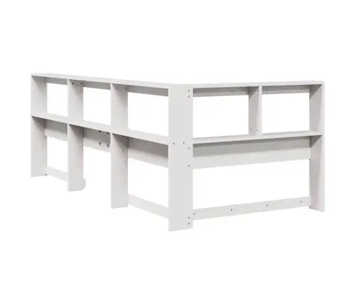 Grāmatu Skapja Galvgalis L-Veida Balts 75 Cm Priedes Masīvkoks Vidaxl