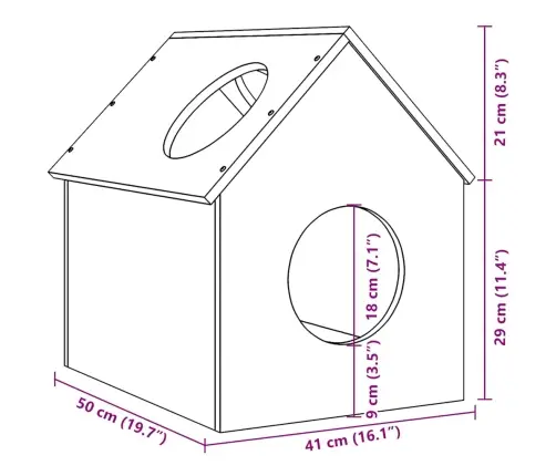 Kaķu Māja 41X50X50 Cm Priedes Masīvkoka Vidaxl