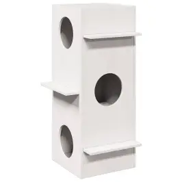 Cat House White 43X43X90 Cm Pušies Masyvo