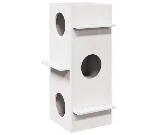 Cat House White 43X43X90 Cm Pušies Masyvo
