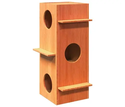 Cat House Wax Ruda 43X43X90 Cm Pušies Masyvo