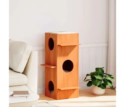 Cat House Wax Ruda 43X43X90 Cm Pušies Masyvo