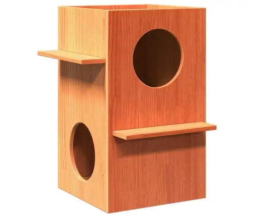 Kaķu Māja, Vaska Brūna, 43X43X60 Cm, Priedes Masīvkoks Vidaxl