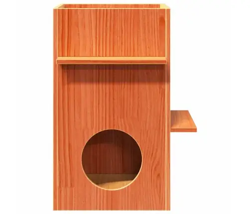 Kaķu Māja, Vaska Brūna, 43X43X60 Cm, Priedes Masīvkoks Vidaxl