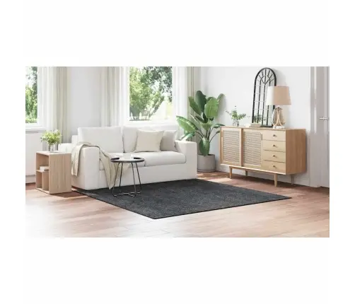 Pūkains Paklājs Ar Lateksa Pamatni Tumši Pelēks 200X200 Cm Vidaxl