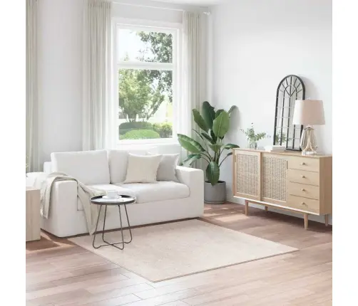 Antiskrāpējoša Šagija Paklājs Krēmkrāsa 160 X 160 Cm Pp Vidaxl