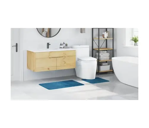 Antisklidus Vonios Kilimėlių Rinkinys 2 Pcs Mėlyna Pp