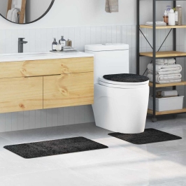 Antislip Vannas Paklāju Komplekts 3 Pcs Tumši Pelēka 50 X 50 Cm Vidaxl