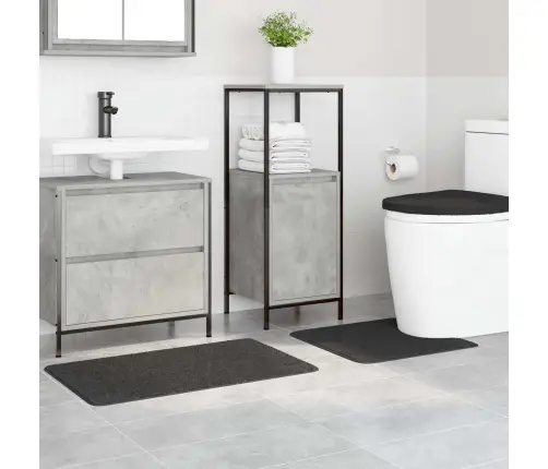 3 Daļu Vannas Paklāju Komplekts Tumši Pelēks Polipropilēns Neslīdošs Vidaxl