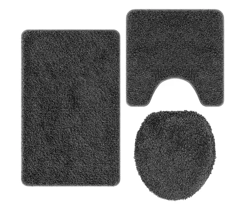 3 Daļu Vannas Paklāju Komplekts Tumši Pelēks Polipropilēns Neslīdošs Vidaxl