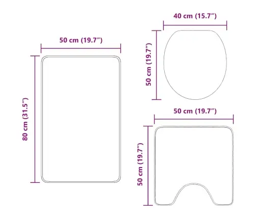 Libisemiskindel Vannimatti Komplekt 3 Pcs Cream 50 X 50 Cm Pp